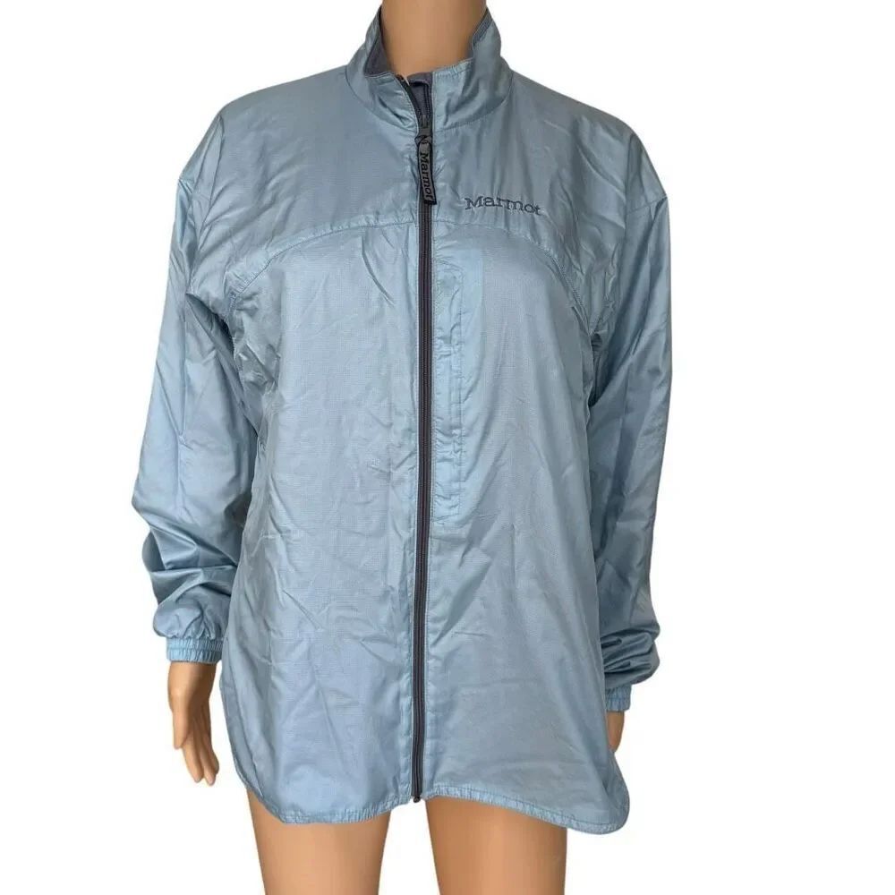 Marmot women’s lightly lined insulated zip-up jacket windbreaker light blue sz M